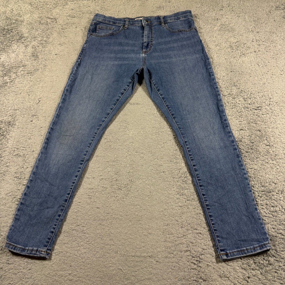 Topshop Womens Leigh Skinny Jeans W32 L30 Blue Medium Wash Stretch Denim